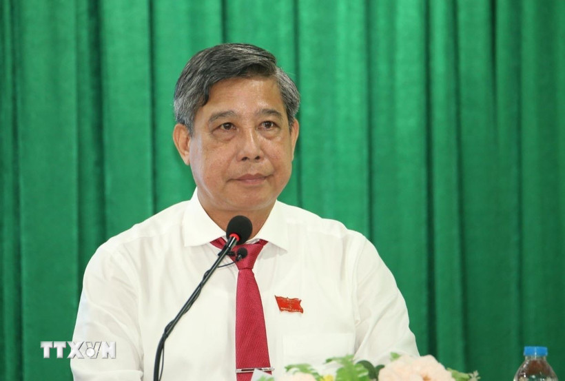 Bí thư Tỉnh ủy, Chủ tịch Hội đồng Nhân dân tỉnh Hậu Giang, Đồng Văn Thanh phát biểu tại kỳ họp. (Ảnh: Duy Khương/TTXVN)