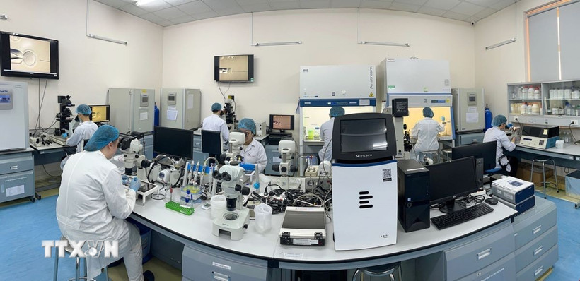 Phòng thí nghiệm Công nghệ Sinh học Trường Đại học Quốc tế, Đại học Quốc gia Thành phố Hồ Chí Minh. (Ảnh: Thanh Vũ/TTXVN)