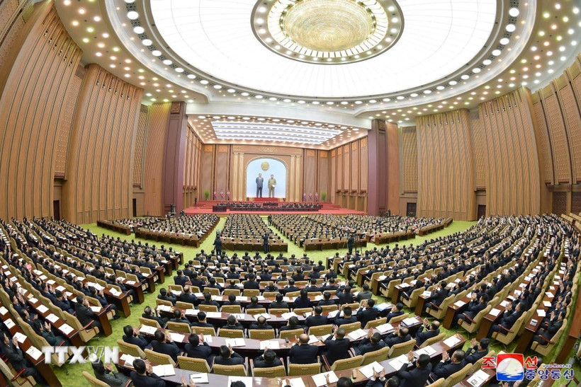 Toàn cảnh một phiên họp Hội đồng Nhân dân Tối cao (SPA - Quốc hội) Triều Tiên tại Bình Nhưỡng. (Ảnh: KCNA/TTXVN)