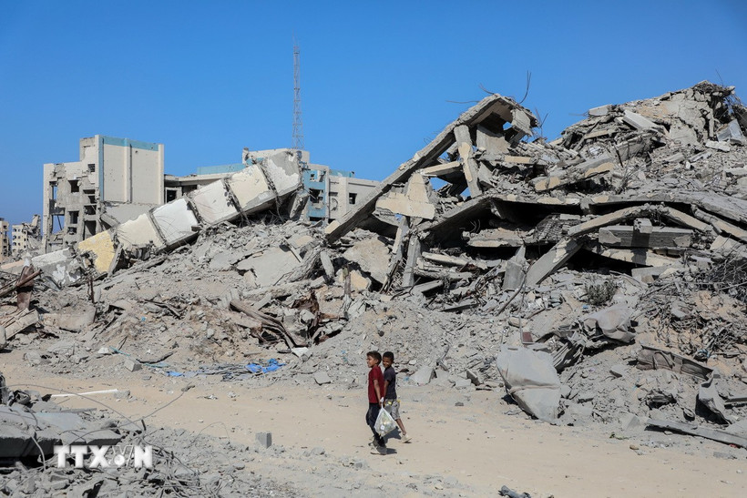 Quang cảnh tại thành phố Gaza ngày 19/10/2025. (Ảnh: THX/TTXVN)