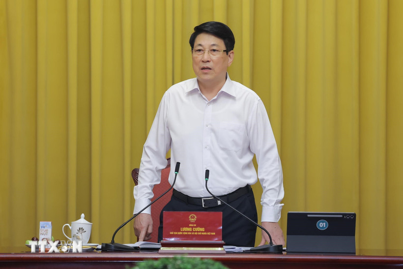 Chủ tịch nước Lương Cường phát biểu chỉ đạo. (Ảnh: Lâm Khánh/TTXVN)