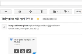 Ảnh chụp màn hình 1 trong 2 email có chứa mã độc. (Nguồn: Vietnam+)