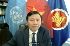 Đại sứ Đặng Đình Quý - Trưởng Phái đoàn đại diện thường trực Việt Nam tại Liên hợp quốc phát biểu tại phiên thảo luận. (Ảnh: Hữu Thanh/TTXVN) 