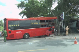 Hiện trường vụ tai nạn. (Ảnh: TTXVN phát)