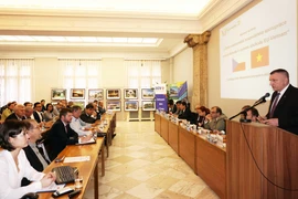 Hội thảo "Thúc đẩy hợp tác kinh tế Việt Nam - Cộng hòa Séc và giới thiệu về Hiệp định Thương mại tự do EU - Việt Nam" tại Praha ngày 5/12/2018. (Ảnh: Hồng Kỳ /TTXVN)