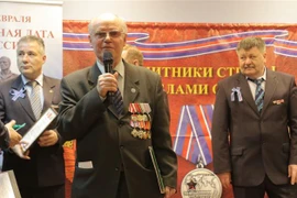 Đại diện cựu chiến binh tham dự buổi lễ phát biểu cảm tưởng. (Ảnh: Hồng Quân/TTXVN)