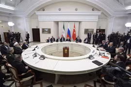Toàn cảnh Hội nghị thượng đỉnh ba bên về Syria ở Sochi (Nga) ngày 14/2/2019. (Ảnh: AFP/TTXVN)