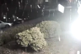 Khoảnh khắc tòa nhà của Kênh truyền hình 112 Ukraine bị tấn công bằng súng phóng lựu. (Nguồn: Youtube)