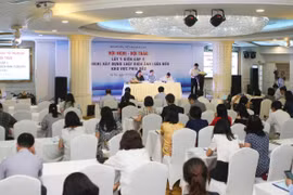 Quang cảnh hội nghị, hội thảo lấy ý kiến góp ý đề nghị xây dựng luật Điện ảnh (sửa đổi) - Khu vực phía Bắc. (Ảnh: Thanh Tùng/TTXVN)