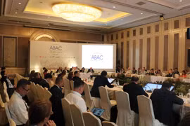 Cuộc họp của Hội đồng tư vấn kinh doanh APEC, phiên họp “Doanh nghiệp tư nhân và tinh thần kinh doanh” ngày 24/04/2019 tại Jakarta, Indonesia. (Ảnh: Đình Ánh/TTXVN)