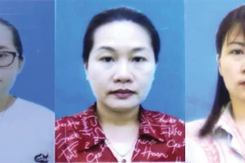 Từ trái sang: các bị can Bùi Thanh Trà, Nguyễn Thị Thu Loan, Nguyễn Thị Hồng Chung. (Nguồn: Bộ Công an/TTXVN)