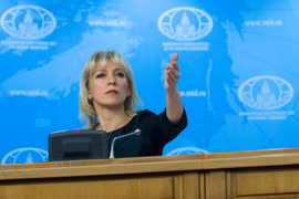 Người phát ngôn Bộ Ngoại giao Nga Maria Zakharova trong cuộc họp báo tại thủ đô Moskva. (Ảnh: THX/TTXVN) 