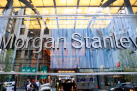 Biểu tượng của Morgan Stanley tại trụ sở ở New York, Mỹ. (Ảnh: AFP/TTXVN)