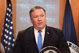 Ngoại trưởng Mỹ Mike Pompeo trong một cuộc họp báo ở Washington D.C., ngày 16/8. (Ảnh: THX/ TTXVN)