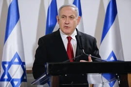 Thủ tướng Israel Benjamin Netanyahu trong cuộc họp báo tại Tel Aviv ngày 12/11/2019. (Ảnh: THX/TTXVN)