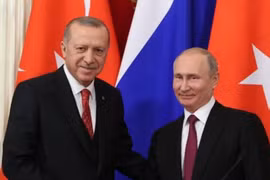 Tổng thống Thổ Nhĩ Kỳ Tayyip Erdogan và người đồng cấp Nga Vladimir Putin. (Nguồn: anews.com.tr)