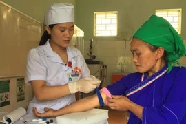 Vàng Thị Hơn, người dân tộc La Chí (Hà Giang) tốt nghiệp Trường cao đẳng Y tế Phú Thọ loại giỏi và đang làm việc tại địa phương. (Ảnh: TTXVN)