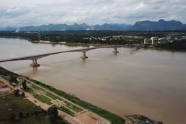Mực nước sông Mekong tại huyện Muang, tỉnh Nakhon Phanom, Thái Lan. (Nguồn: bangkokpost.com)