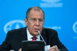 Ngoại trưởng Nga Sergei Lavrov tại cuộc họp báo ở Moskva, Nga. (Ảnh: THX/TTXVN)