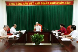 Tổng Bí thư, Chủ tịch nước Nguyễn Phú Trọng phát biểu kết luận buổi họp. (Ảnh: Trí Dũng/TTXVN)