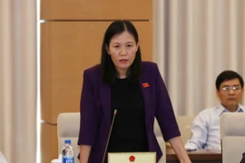 Chủ nhiệm Ủy ban Tư pháp của Quốc hội Lê Thị Nga phát biểu ý kiến. (Ảnh: Phương Hoa/TTXVN)