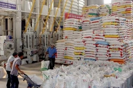 Bốc xếp gạo xuất khẩu. (Ảnh: Đình Huệ/TTXVN)