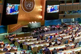 Đại sứ Nguyễn Phương Nga phát biểu chúc mừng UNDP nhân kỷ niệm 50 năm thành lập. (Ảnh: Lê Dương/Vietnam+)