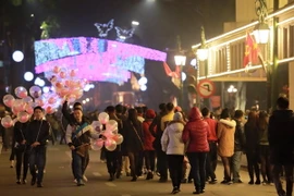 Người dân Hà Nội du Xuân. (Ảnh: Lê Minh Sơn/Vietnam+)