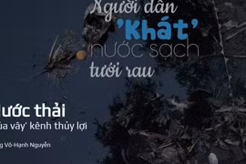 Nước thải ‘bủa vây’ kênh thủy lợi. (Ảnh: Thoa Chu/Vietnam+)
