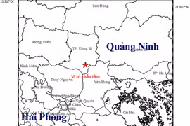Bản đồ chấn tâm động đất. (Nguồn: Viện VLĐC)