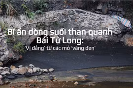 Nước từ mỏ than chảy xuống "Suối hóa chất." (Ảnh: P.V/Vietnam+)