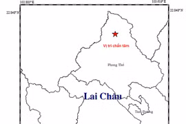 Bản đồ chân tấm trận động đất độ lớn 3,8 xảy ra tại huyện Phong Thổ, tỉnh Lai Châu. (Nguồn: Viện VLĐC)
