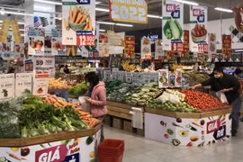 Giá cả các mặt hàng sản phẩm được điều chỉnh để đảm bảo phục vụ nhu cầu của người tiêu dùng trong dịp Tết (Ảnh: Việt Anh/Vietnam+)