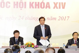 Ủy viên Ủy ban Thường vụ Quốc hội, Tổng Thư ký Quốc hội - Chủ nhiệm Văn phòng Quốc hội Nguyễn Hạnh Phúc phát biểu. (Ảnh: Văn Điệp/TTXVN)