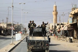 Các lực lượng Iraq tuần tra tại thành phố al-Qaim, tỉnh Anbar sau khi giải phóng thành phố này từ IS ngày 4/11. (Nguồn: AFP/TTXVN)