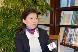 Giáo sư Lưu Anh trả lời phỏng vấn. (Ảnh: Lương Anh Tuấn/TTXVN)