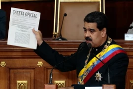 Tổng thống Venezuela Nicolas Maduro phát biểu trong cuộc họp tại Caracas ngày 10/8. (Nguồn: EPA/TTXVN)