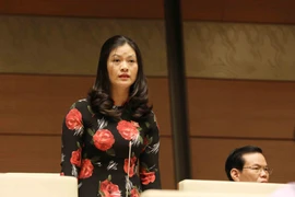 Đại biểu Quốc hội tỉnh Hà Giang Vương Ngọc Hà phát biểu ý kiến. (Ảnh: Phương Hoa/TTXVN)