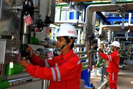 Các kỹ sư vận hành Nhà máy Nhiệt điện Nhơn Trạch 2. (Ảnh: Sỹ Tuyên/Vietnam+)