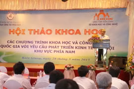 Bộ trưởng Bộ Khoa học và Công nghệ Nguyễn Quân phát biểu tại hội thảo. (Ảnh: Trường Giang/TTXVN)