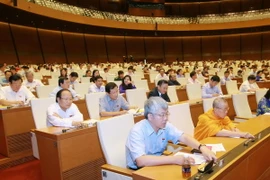 Ðại biểu Quốc hội ấn nút thông qua Luật. (Ảnh: Doãn Tấn/TTXVN)