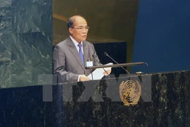 Chủ tịch Quốc hội Nguyễn Sinh Hùng dự phiên khai mạc Hội nghị các Chủ tịch Quốc hội trên thế giới và phát biểu tại phiên toàn thể lần thứ nhất. (Ảnh: Nhan Sáng/TTXVN)