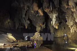 Từ góc nhìn này, không gian bên trong hang như một tòa cung điện lộng lẫy. (Ảnh: Minh Đức/TTXVN)