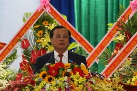 Bí thư Thành ủy Hà Nội Phạm Quang Nghị phát biểu chỉ đạo Đại hội Đảng bộ tỉnh Bình Phước. (Ảnh: Nguyễn Văn Việt/TTXVN) 