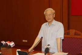 Tổng Bí thư Nguyễn Phú Trọng, Trưởng Ban Chỉ đạo Trung ương về phòng, chống tham nhũng phát biểu. (Ảnh: Trí Dũng/TTXVN) 