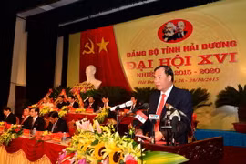 Ông Nguyễn Mạnh Hiển, Bí thư Tỉnh ủy Hải Dương nhiệm kỳ 2015-2020 phát biểu. (Ảnh: Mạnh Minh/TTXVN)