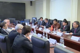 Phó Trưởng ban thường trực Ban Kinh tế Trung ương Phạm Xuân Đương làm việc với Thứ trưởng thứ nhất Bộ Phát triển Kinh tế Liên bang Nga, Alexey E. Likhachev. (Ảnh: Duy Trinh/Vietnam+) 