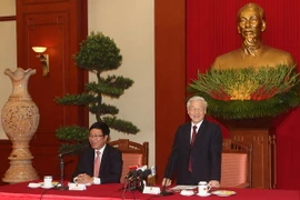 Tổng Bí thư Nguyễn Phú Trọng phát biểu tại buổi tiếp. (Ảnh: Trí Dũng/TTXVN) 