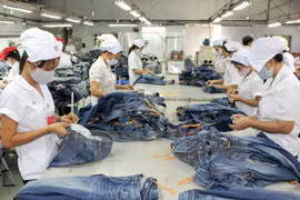 Một dây chuyền may xuất khẩu. (Ảnh: Quách Lắm/TTXVN)