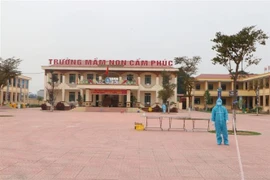 Khu cách ly tập trung Trường Mầm non Cẩm Phúc (huyện Cẩm Giàng). (Ảnh: Mạnh Minh/TTXVN)